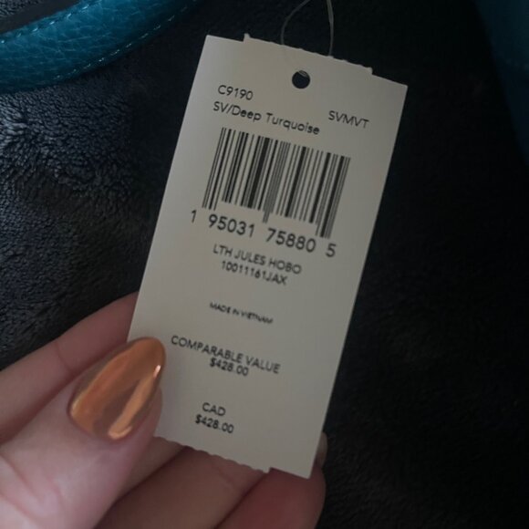 NWT Coach JULES HOBO C9190 Silver/Deep Turquoise - Picture 7 of 8